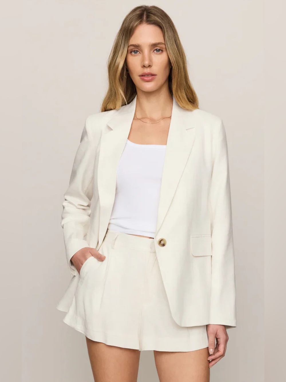 Z Supply Evan linen blazer in cloud, size small